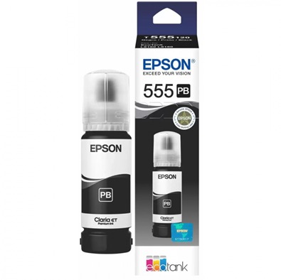 EPSON 555 (T555120) NEGRA - BOTELLA DE TINTA DE 70ML PARA MODELO EPSON L8160/L8180 / IMPRESION FOTOGRAFICA / APROX. 6300 PAGINAS